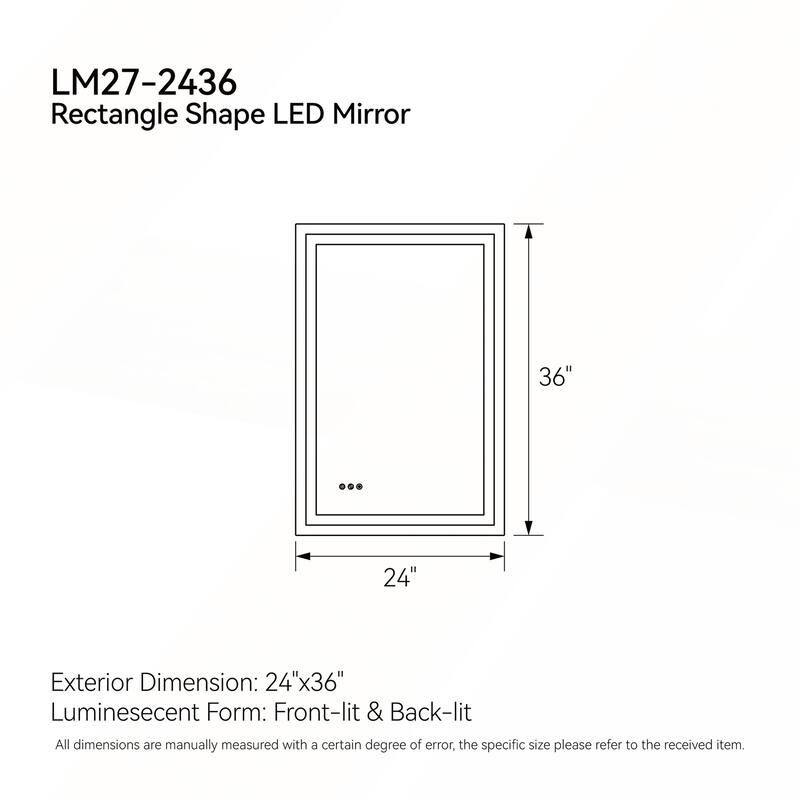 24*36 Inch LED Bathroom Mirror