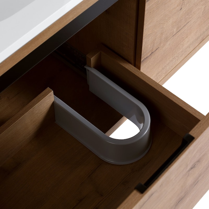36 Inch Wall Mounted Plywood Bathroom Vanity Set with Integrated Gel Basin and Door