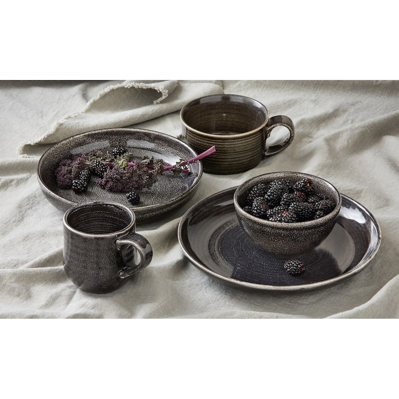 Loft Textured Reactive Glaze Stoneware Bowl Black 17 oz. Dishwasher Safe