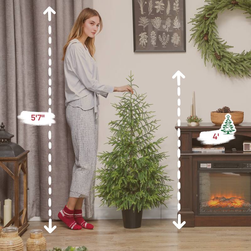 HOMCOM 2-Pack Artificial Xmas Tree: 4ft, 133 Tips, Pot Base, Easy Assembly, Green - 4 Foot
