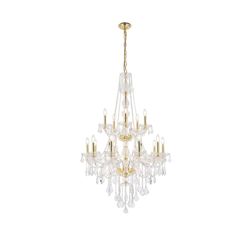 Verona 15-Light 33 in. Chandelier (Available in Chrome and Gold) - gold (royal cut crystals)