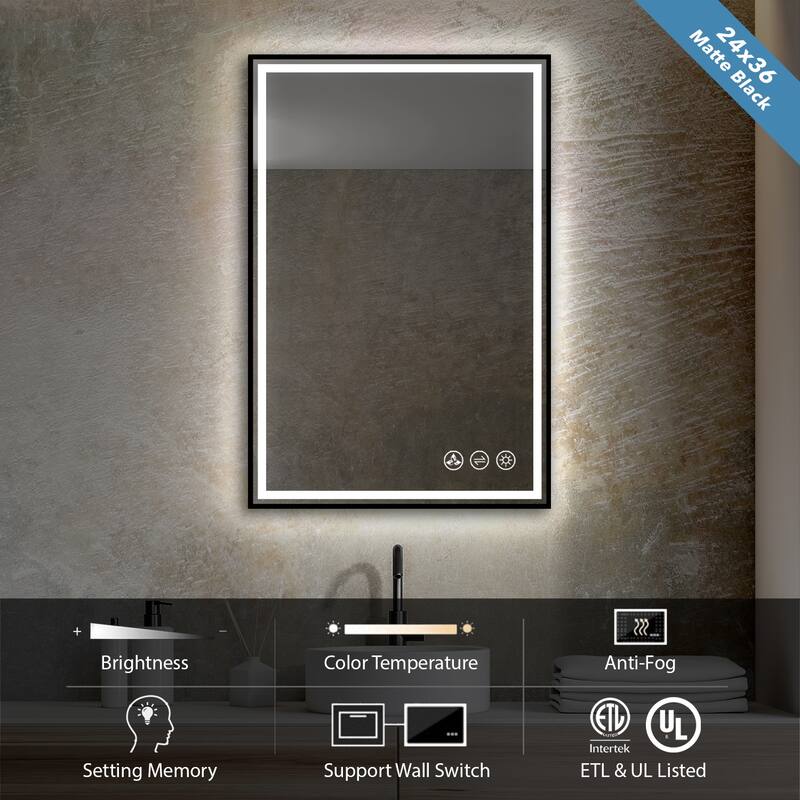 Fogless Color and Brightness Adjustable LED Mirror