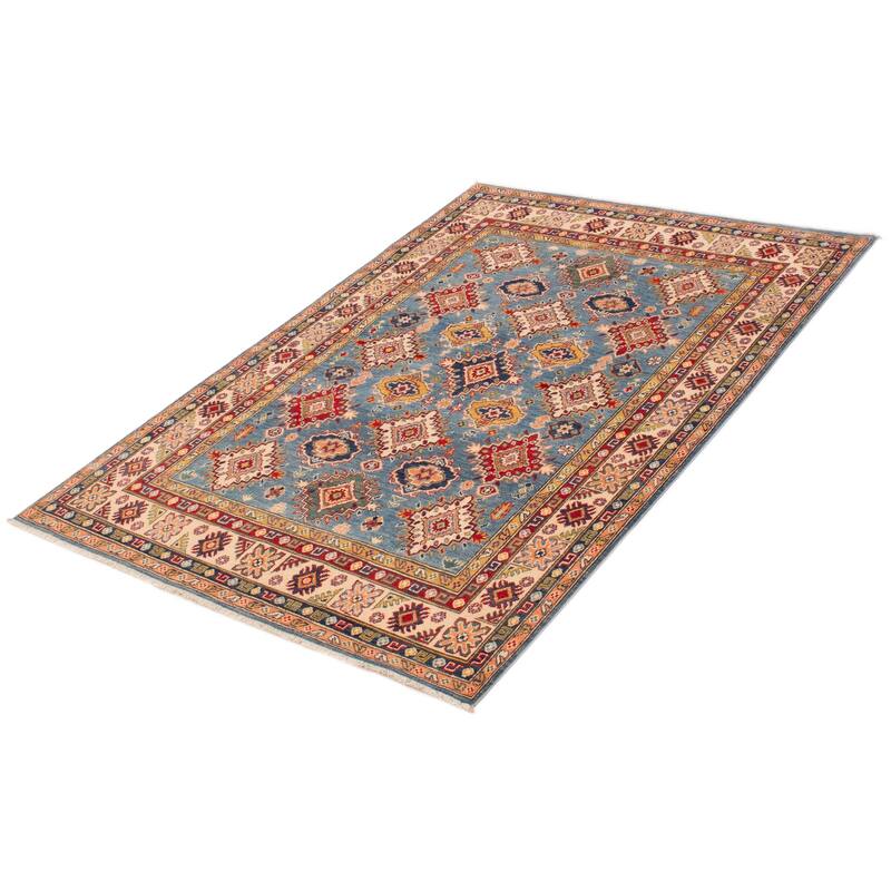 ECARPETGALLERY Hand-knotted Uzbek Ghazni Blue Wool Rug - 5'6 x 7'10