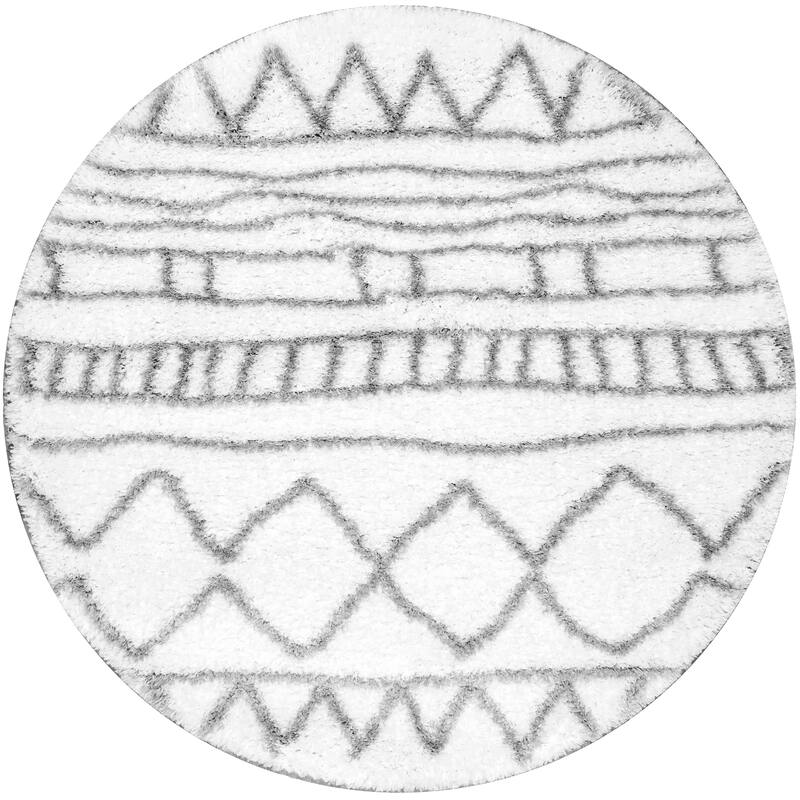 Nuloom Cloudy Shag Moroccan Geometric Grey Rug