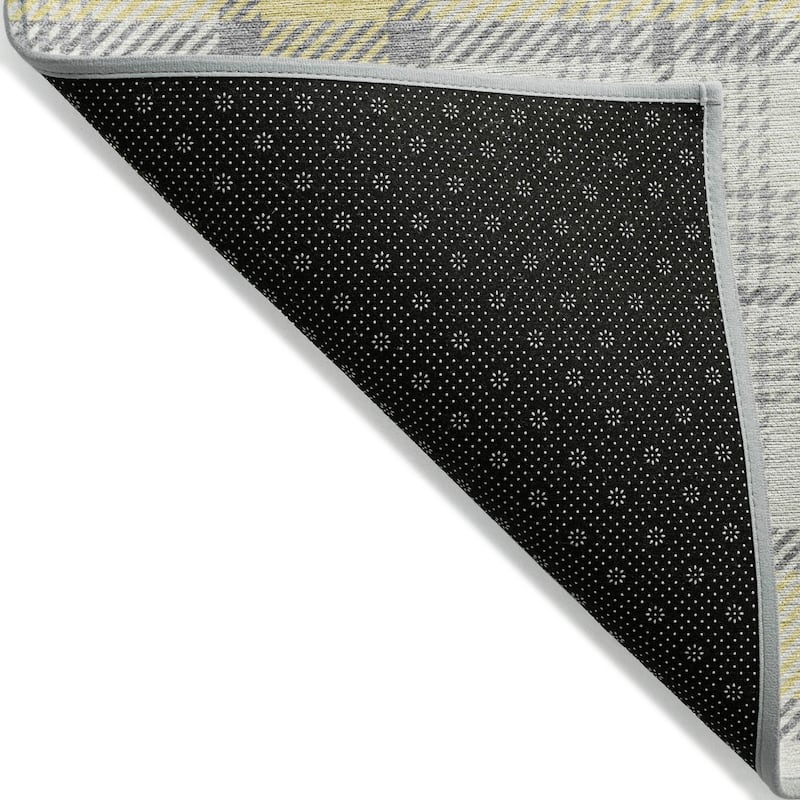 Machine Washable Indoor/ Outdoor Casual Plaid Chantille Rug