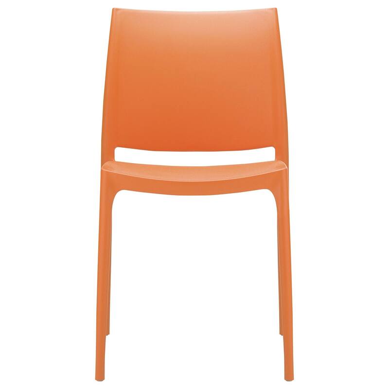 32" Orange Resin Solid Weather Resistant Outdoor Dining Chair
