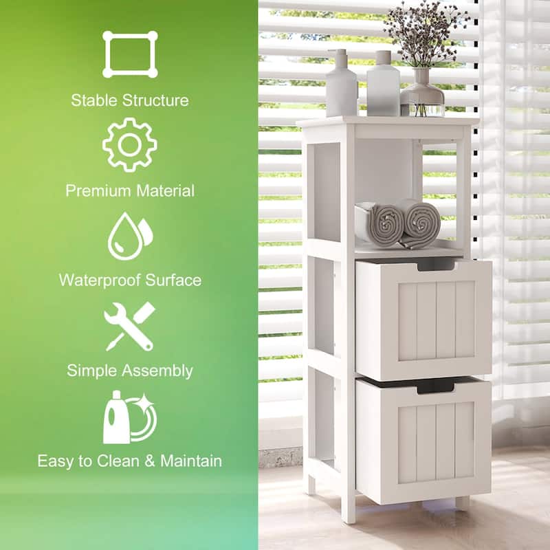 2-Drawer Bathroom Floor Cabinet, Storage Organizer Rack Stand