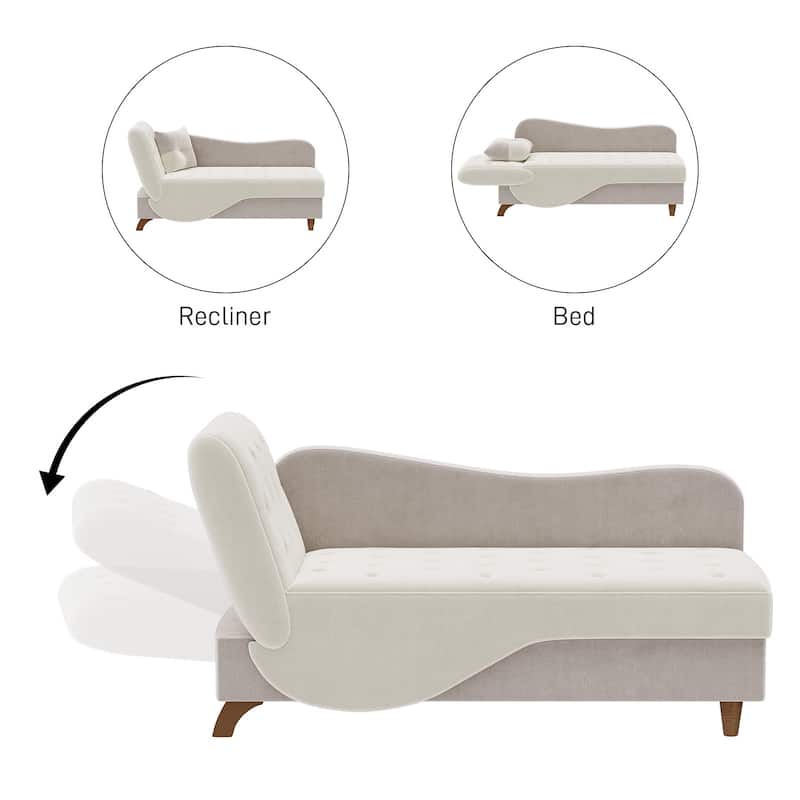 Ouyessir Upholstered Storage Chaise Lounge Chair with Left Armrest & Lumbar Pillow