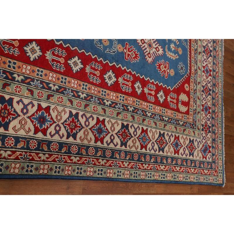 Blue Kazak Oriental Large Area Rug Handmade Wool Carpet - 9'8" x 15'7"