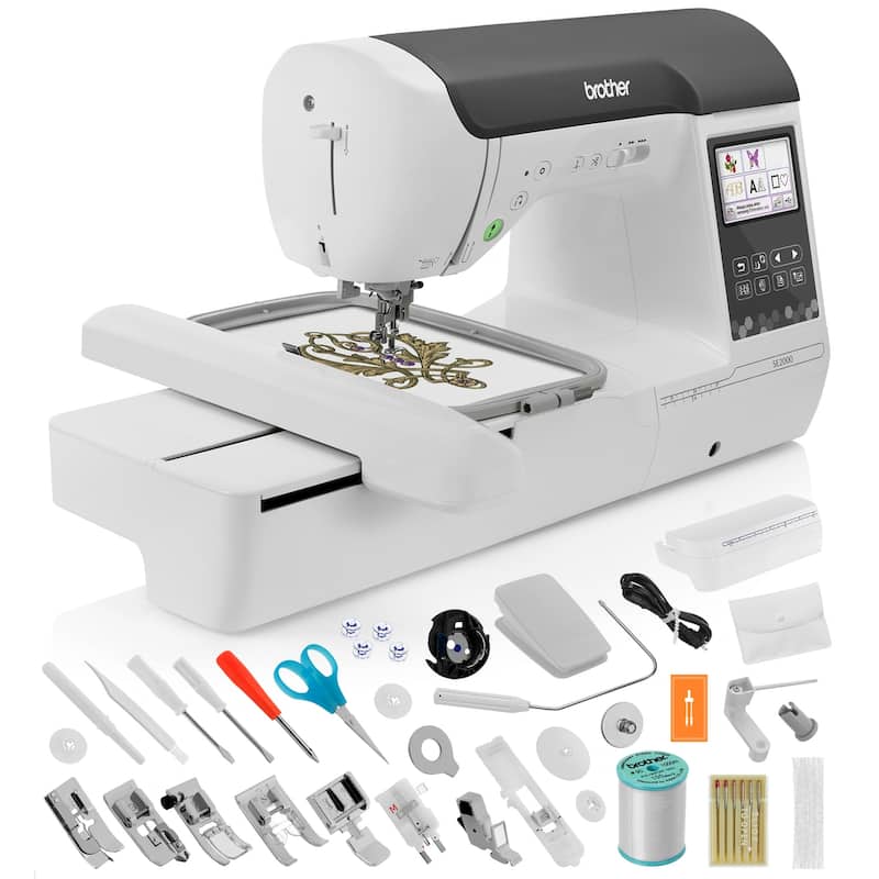 Brother SE2000 Sewing & Embroidery Machine w/ 193 Embroidery Designs + 241 Stitches + Wireless + Jump Stitch Cutting - LCD Screen/Free Arm/Automatic Needle Threader - White - Computerized