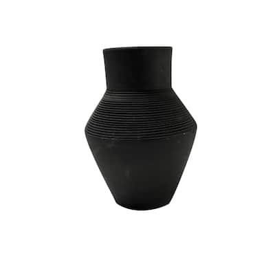 Urn Shaped Terracotta Vase - 8.5" - Black