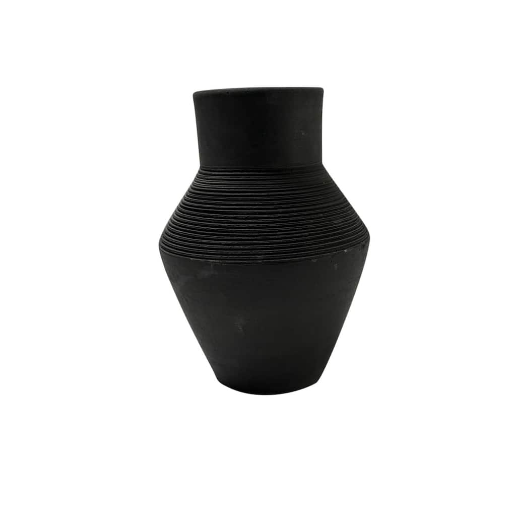 Urn Shaped Terracotta Vase - 8.5" - Black