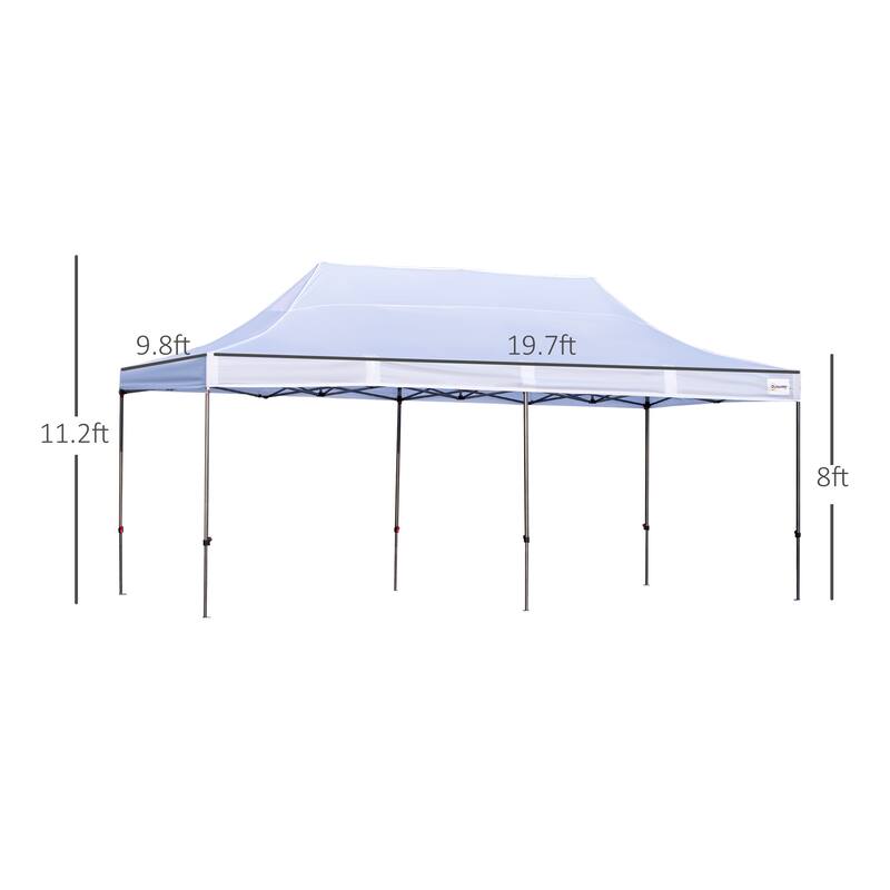 Outsunny 20' x 10' Pop Up Canopy Tent Large Outdoor Shelter with 7 Removable Zippered Sidewalls and Roller Bag