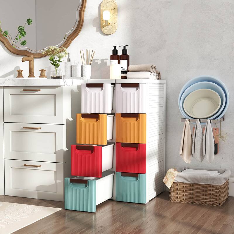 Costway 1/2 PCS 4-Drawer Narrow Rolling Storage Cabinet with Pull - See Details
