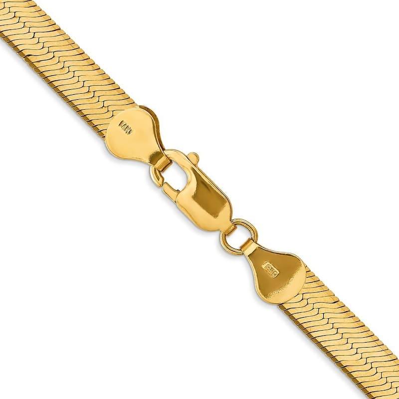 Curata 14k Yellow Gold Solid Polished 6.5mm Silky Herringbone Chain Bracelet Lobster Claw