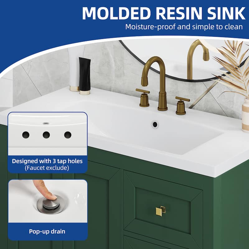 Moasis 36"/42" Bathroom Vanity with Sink Set and 2 Soft-Closing Doors & 3 Drawers