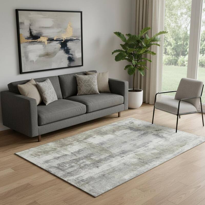 HomeRoots Abstract Transitional Rectangle Area Rug - 5' X 8' - 5' X 8'
