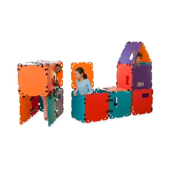 Hearthsong 16 Panel Colorblock Fantasy Forts Indoor Outdoor Building Kit with Lightweight Corrugated Plastic Panels Bed Bath Beyond 31840374
