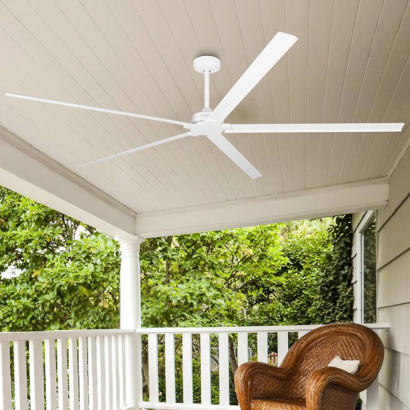 Parrot Uncle 84" Modern White Aluminum 5-Blade Large Commercial Ceiling Fan without Light