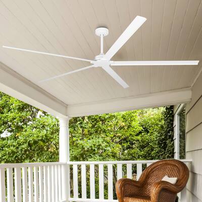 Parrot Uncle 84" Modern White Aluminum 5-Blade Large Commercial Ceiling Fan without Light
