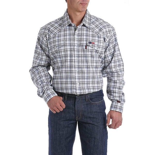 Cinch Work Shirt Men Long Sleeve Flame Resistant Geo Print. Opens flyout.