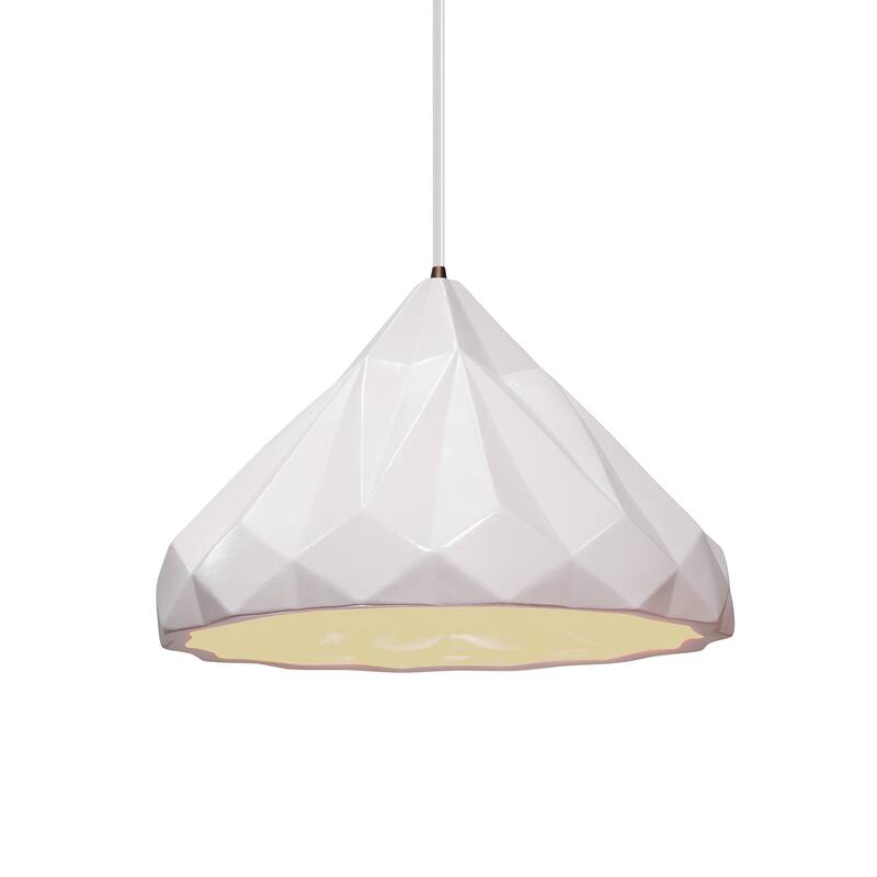 Radiance Collection Geometric 1-light Matte White Pendant with White Cord - Dark Bronze