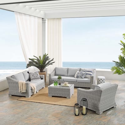 Conway Sunbrella® Outdoor Patio Wicker Rattan 4-Piece Furniture Set