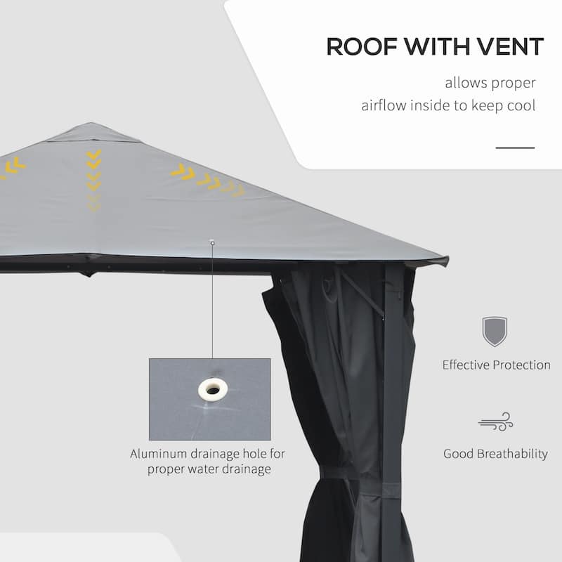 Outsunny 10' x 10' Soft Top Outdoor Pergola Canopy Gazebo with Beautiful Wood-Grain Finish & Zippered Sling Sidewalls