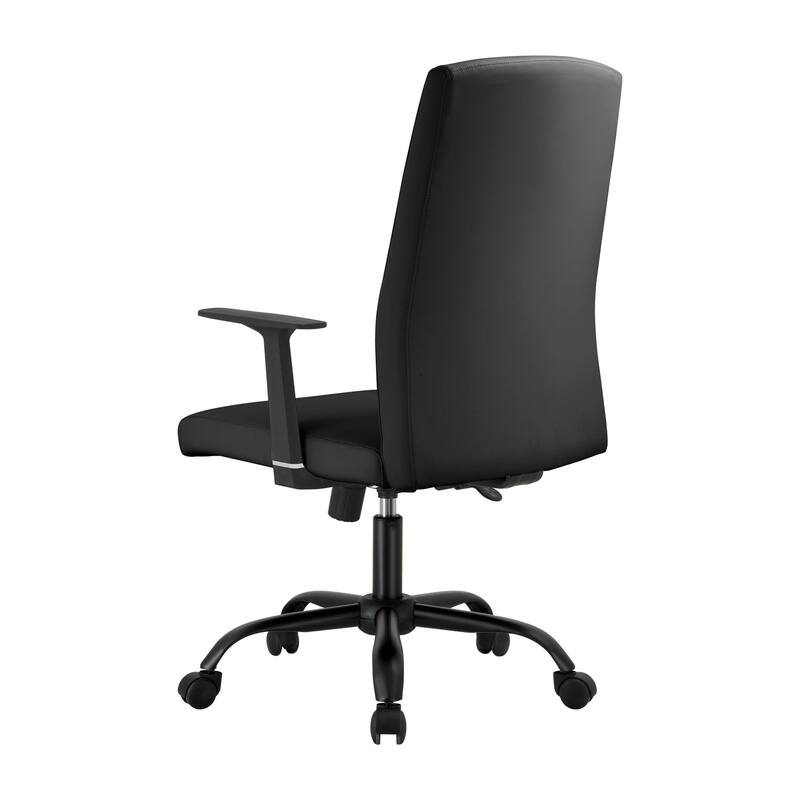 LeisureMod Evander Faux Leather Office Chair in Aluminum with Adjustable Height