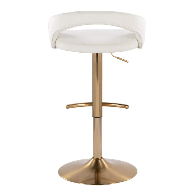 Grotto Upholstered Adjustable Barstool with Gold Metal - Set Of 3