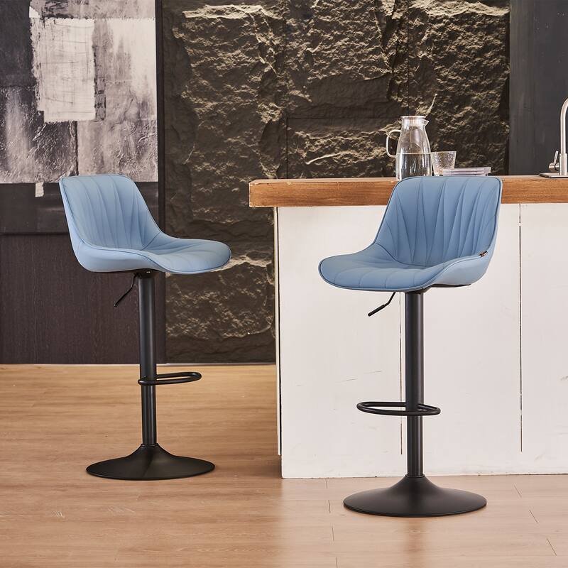 Adjustable Swivel Bar Stools Set of 2 Modern Upholstered Counter Stools