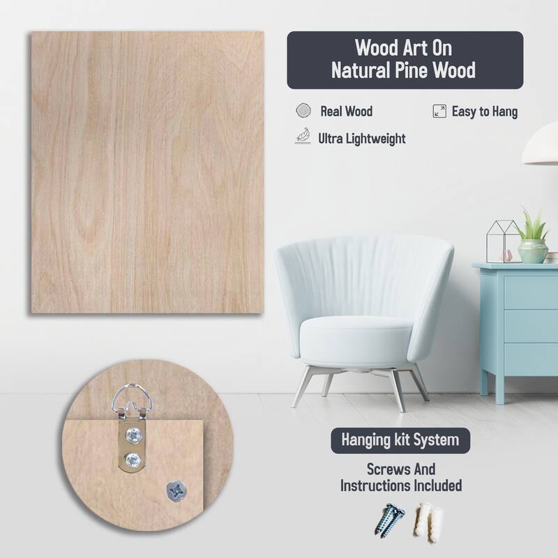 Designart 'Blue Vintage Flower Blooming VI' Floral Wood Wall Art - Natural Pine Wood