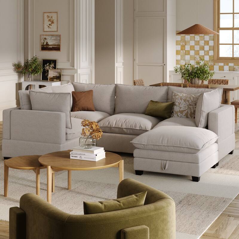 Chelsea Modern Cloud Modular Upholstered Sofa with Deep Seat and Plush Cushions