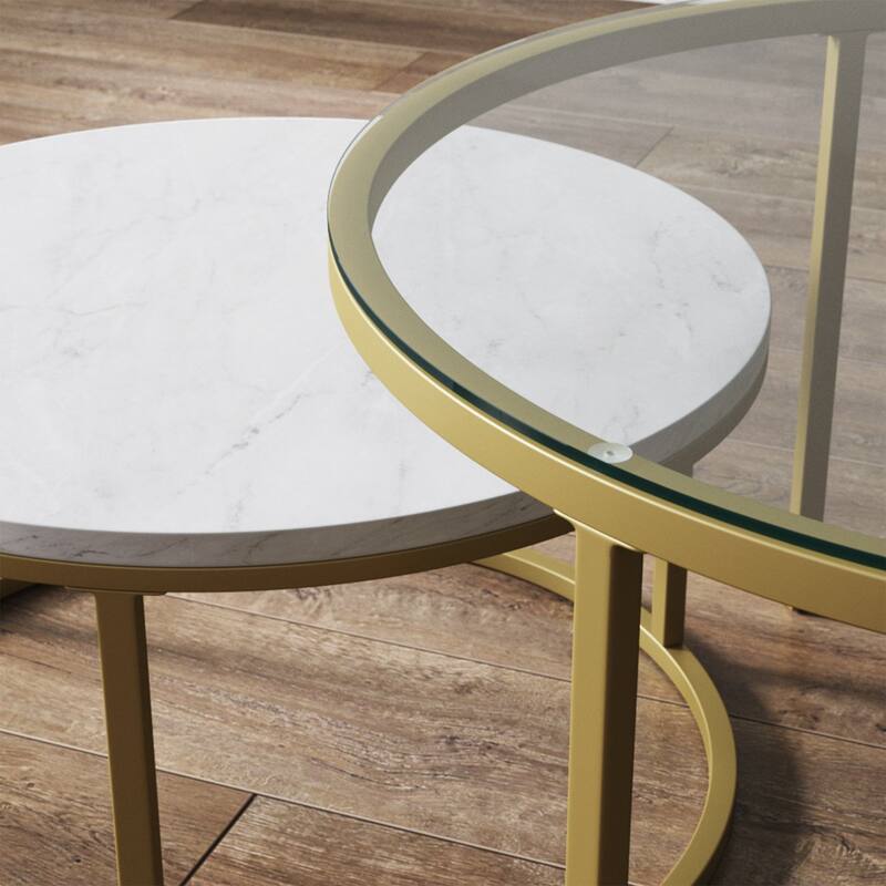 Nathan James Stella Round Nesting Coffee Table Set of 2