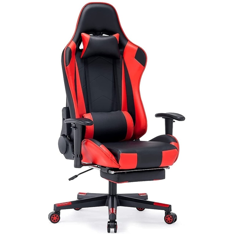 Erommy Computer Gaming Chair High Back, Height Adjustment Swivel Rocker  with Headrest and Support Lumbar Pillow, Red 