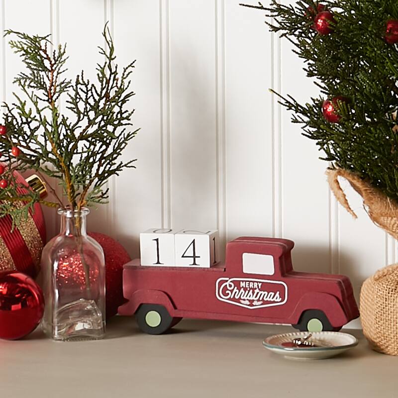 DII Christmas Tree Truck Tabletop Block Calendar - Block Truck Advent Calendar