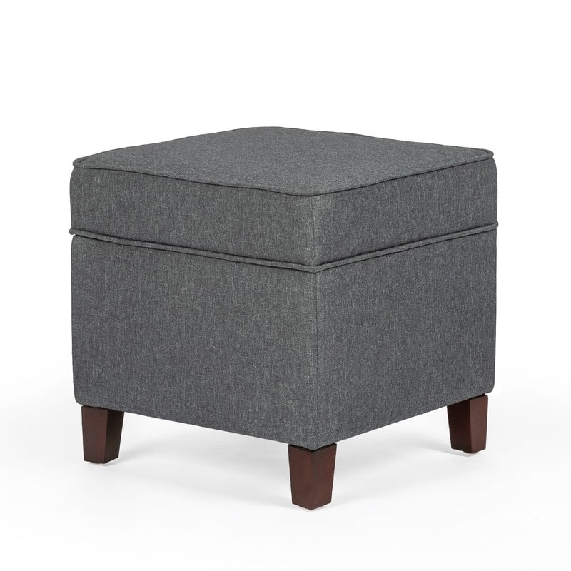 Adeco Toy Chest and Footrest Square Seat Storage Bench Ottoman Gray
