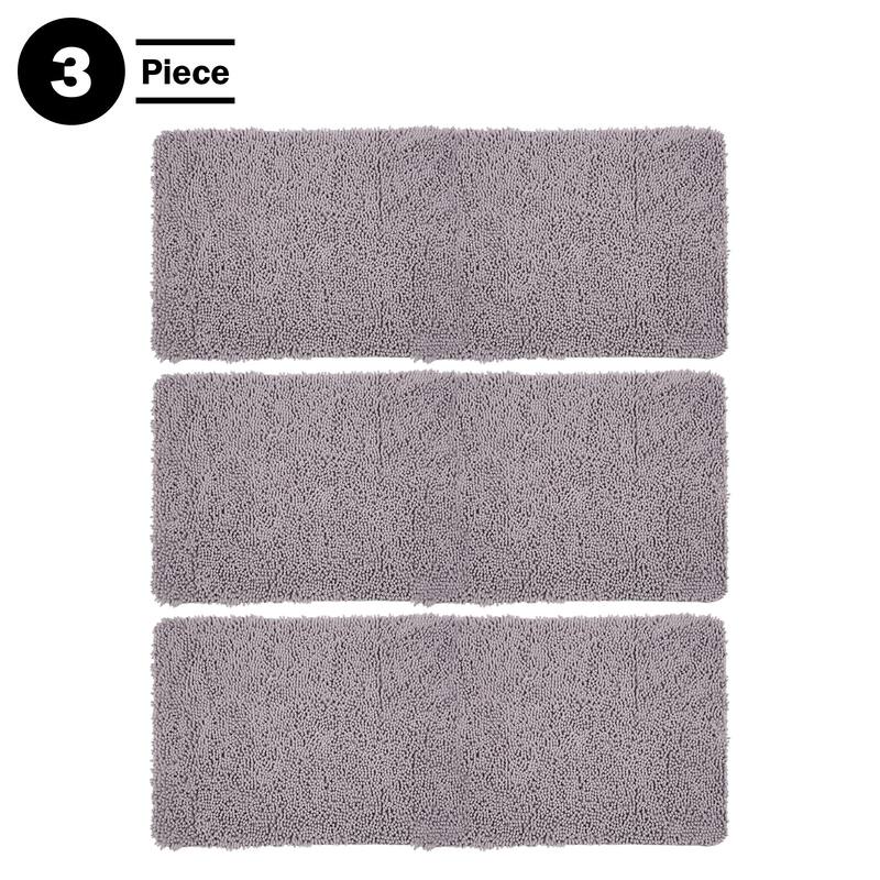 Bathroom Rugs - 58x24-Inch Bathroom Runner Set - Absorbent High-Pile Chenille Memory Foam Bath Mats by Lavish Home (Gray)