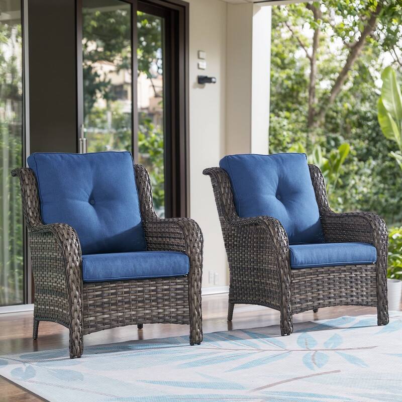 Gymojoy Outdoor Wicker Club Chairs Patio Seating with Olefin Weather-Resistant Cushions