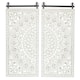 Distressed White Wood Flower Mandala Wall Decor with Black Accents (Set of 2)