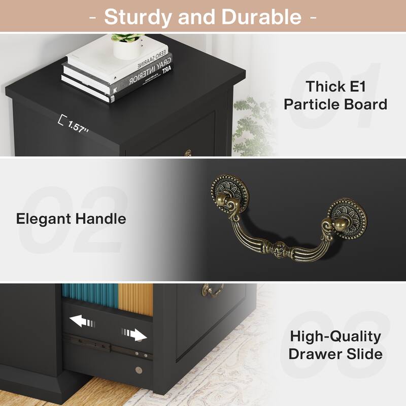 51-Inch Tall 4-Drawer File Cabinet Wood Vertical Storage Cabinet for Home Office A4/Letter/Legal Files