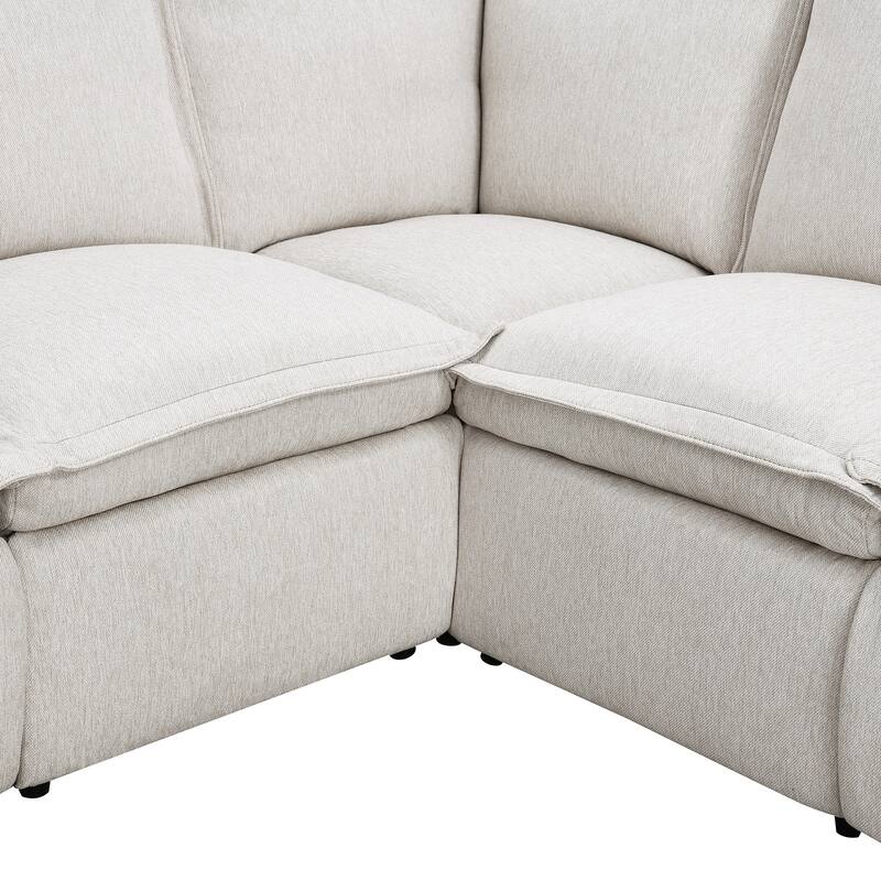 89.76" L-Shaped 5-Seater Sofa with Power Recliner
