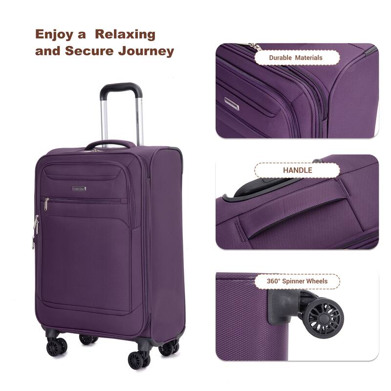 Durable 3-Piece Polyester Luggage Set (18" Carry-On, Travel Bag, Toiletry Bag) with 360° Spinner Wheels