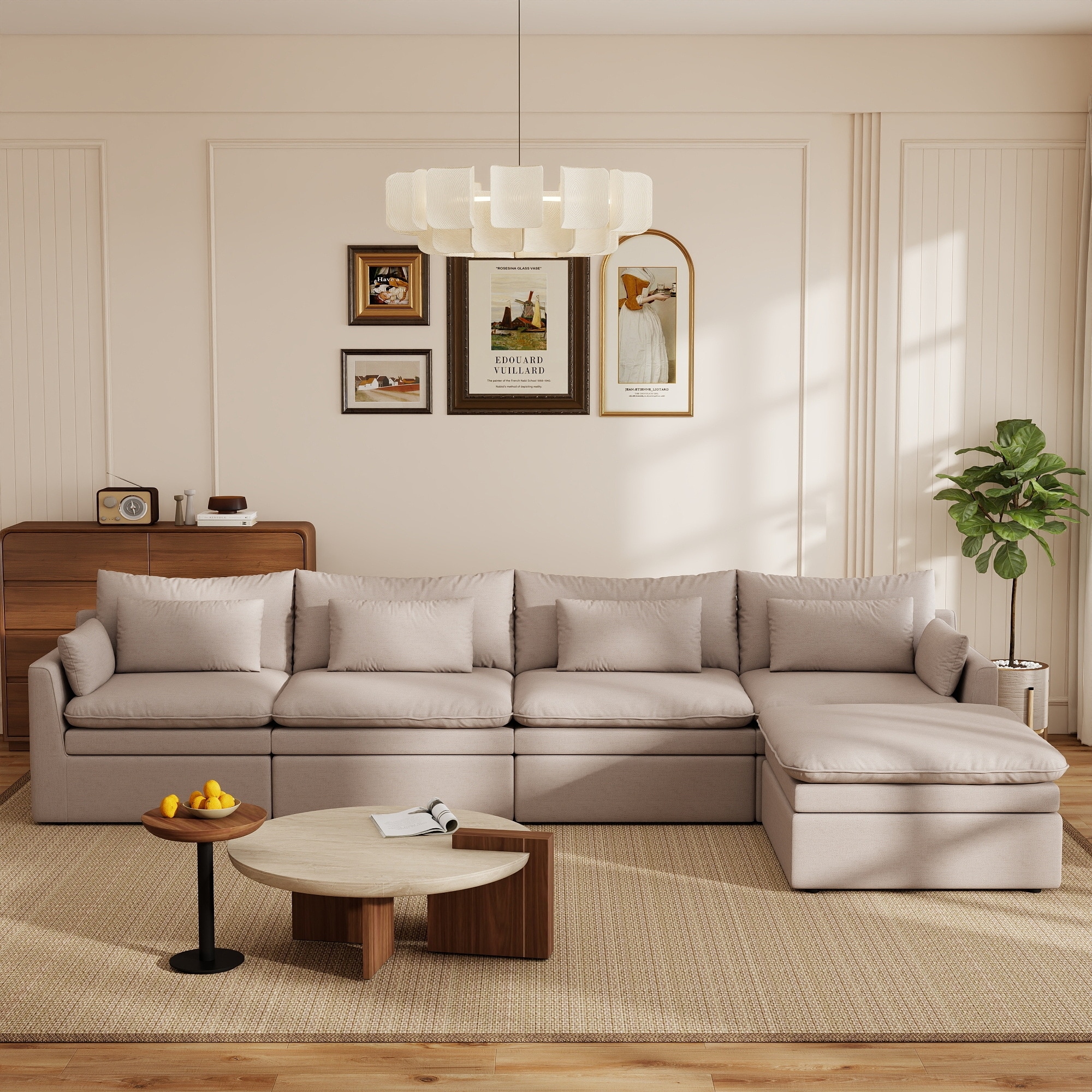 4 Oversized Modular Sectional Sofa with Ottoman Detachable Seat Cushion & Backrest Cover