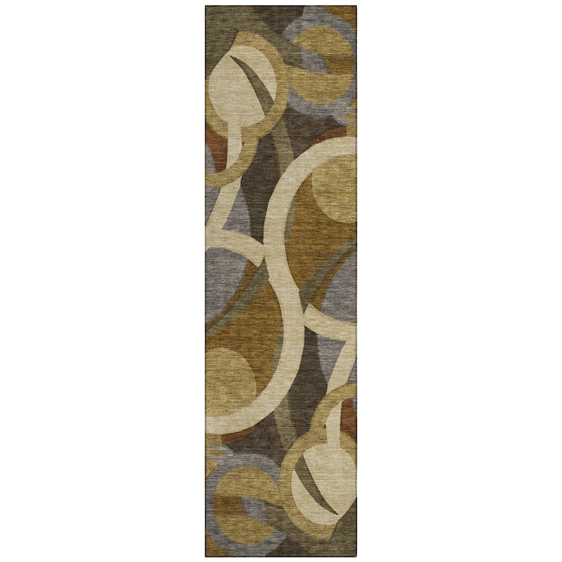 Machine Washable Indoor/Outdoor Contemoorary Deco Chantille Rug