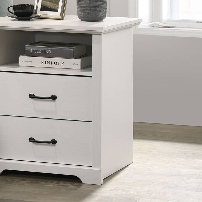 Elara 22"W 2-Drawer Nightstand Bedside Table with USB charging Ports
