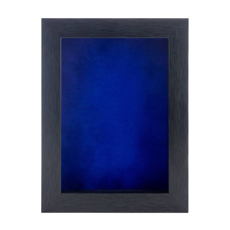 20x24 Shadow Box Frame Charcoal Gray Wood | With a 3/4" Usable Display Depth | Includes a Royal Blue Real Suede Texture