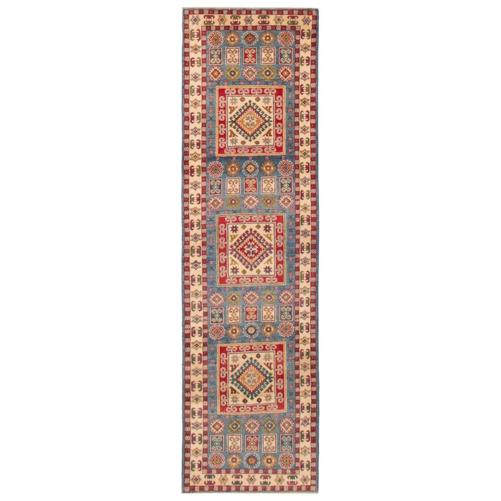 ECARPETGALLERY Hand-knotted Uzbek Ghazni Blue Wool Rug - 2'8 x 9'1