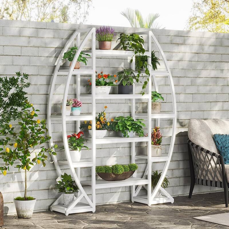 5 Tier Plant Stand Indoor, Half-Moon Shaped Large Plant Shelf