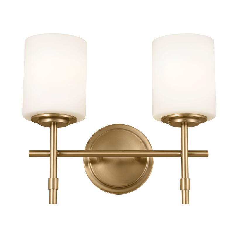 Kichler Lighting Ali 14 in. 2-Light Brushed Natural Brass Vanity Light